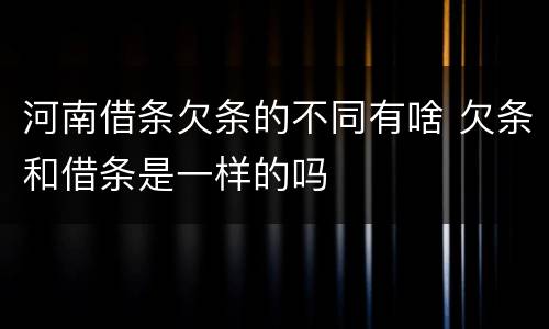 河南借条欠条的不同有啥 欠条和借条是一样的吗