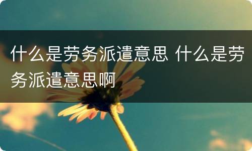 什么是劳务派遣意思 什么是劳务派遣意思啊