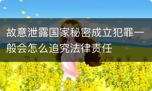 故意泄露国家秘密成立犯罪一般会怎么追究法律责任