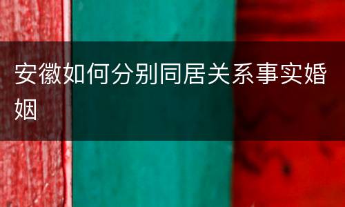 安徽如何分别同居关系事实婚姻