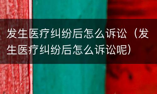 发生医疗纠纷后怎么诉讼（发生医疗纠纷后怎么诉讼呢）