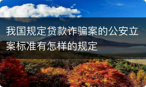 我国规定贷款诈骗案的公安立案标准有怎样的规定