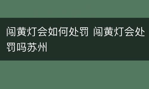 闯黄灯会如何处罚 闯黄灯会处罚吗苏州