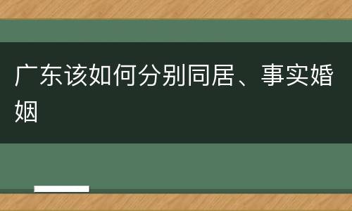 广东该如何分别同居、事实婚姻