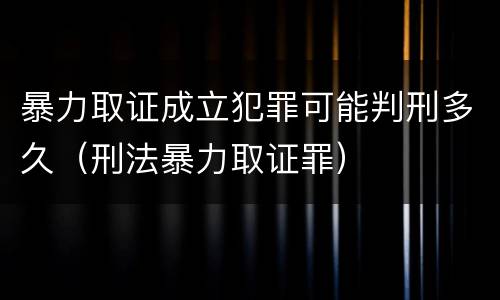 暴力取证成立犯罪可能判刑多久（刑法暴力取证罪）