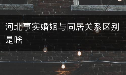 河北事实婚姻与同居关系区别是啥