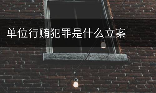 单位行贿犯罪是什么立案