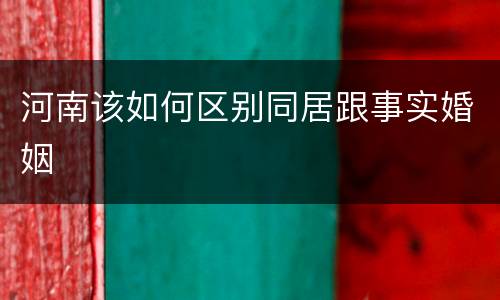 河南该如何区别同居跟事实婚姻