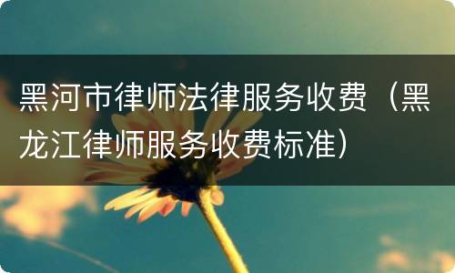 黑河市律师法律服务收费（黑龙江律师服务收费标准）