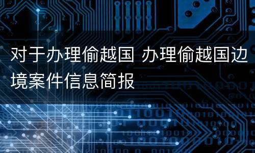 对于办理偷越国 办理偷越国边境案件信息简报