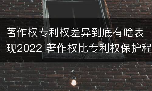著作权专利权差异到底有啥表现2022 著作权比专利权保护程度低