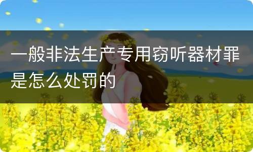 一般非法生产专用窃听器材罪是怎么处罚的