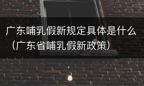 广东哺乳假新规定具体是什么（广东省哺乳假新政策）