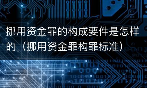 挪用资金罪的构成要件是怎样的（挪用资金罪构罪标准）