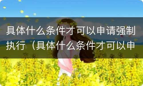 具体什么条件才可以申请强制执行（具体什么条件才可以申请强制执行案件）