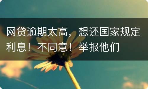 网贷逾期太高，想还国家规定利息！不同意！举报他们