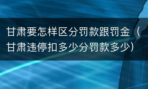 甘肃要怎样区分罚款跟罚金（甘肃违停扣多少分罚款多少）