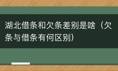 湖北借条和欠条差别是啥（欠条与借条有何区别）