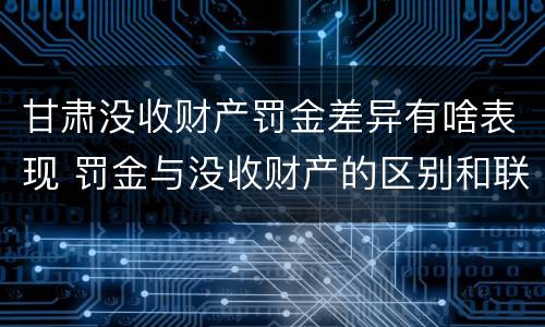 甘肃没收财产罚金差异有啥表现 罚金与没收财产的区别和联系