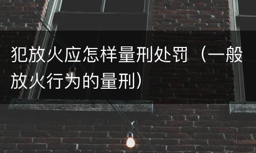 犯放火应怎样量刑处罚（一般放火行为的量刑）