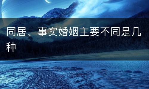 同居、事实婚姻主要不同是几种