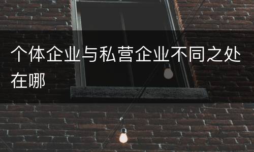 个体企业与私营企业不同之处在哪