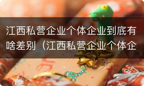江西私营企业个体企业到底有啥差别（江西私营企业个体企业到底有啥差别呢）