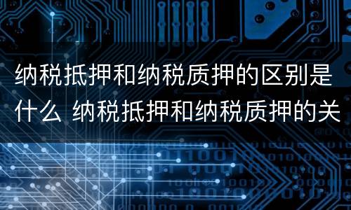 纳税抵押和纳税质押的区别是什么 纳税抵押和纳税质押的关系