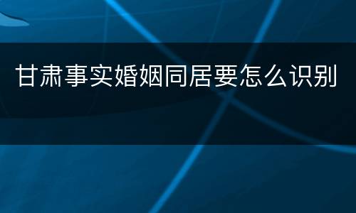 甘肃事实婚姻同居要怎么识别