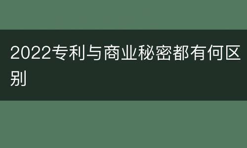 2022专利与商业秘密都有何区别