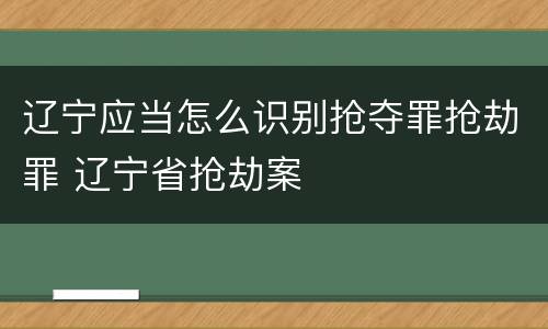 辽宁应当怎么识别抢夺罪抢劫罪 辽宁省抢劫案