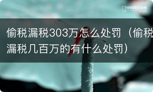 偷税漏税303万怎么处罚（偷税漏税几百万的有什么处罚）