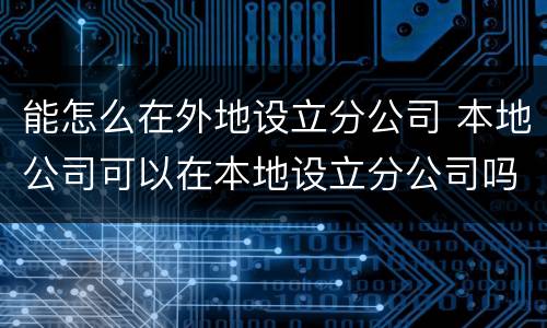 能怎么在外地设立分公司 本地公司可以在本地设立分公司吗