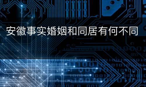 安徽事实婚姻和同居有何不同