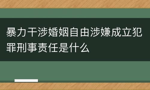 暴力干涉婚姻自由涉嫌成立犯罪刑事责任是什么