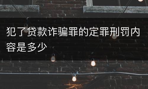 犯了贷款诈骗罪的定罪刑罚内容是多少