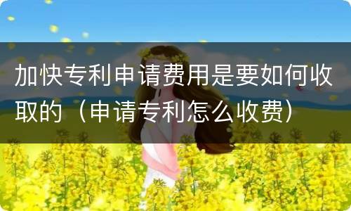 加快专利申请费用是要如何收取的（申请专利怎么收费）