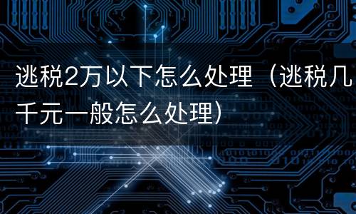 逃税2万以下怎么处理（逃税几千元一般怎么处理）