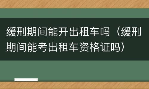 缓刑期间能开出租车吗（缓刑期间能考出租车资格证吗）