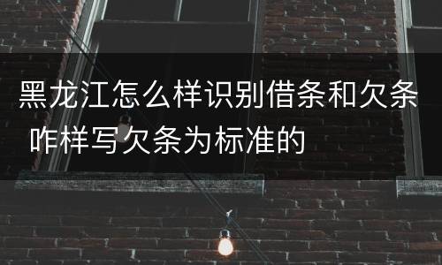 黑龙江怎么样识别借条和欠条 咋样写欠条为标准的