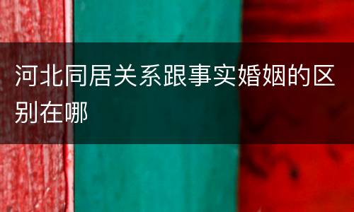 河北同居关系跟事实婚姻的区别在哪