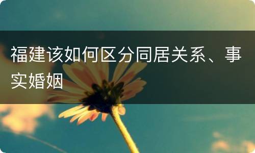 福建该如何区分同居关系、事实婚姻