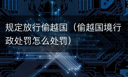 规定放行偷越国（偷越国境行政处罚怎么处罚）