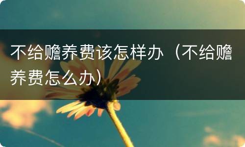 不给赡养费该怎样办（不给赡养费怎么办）