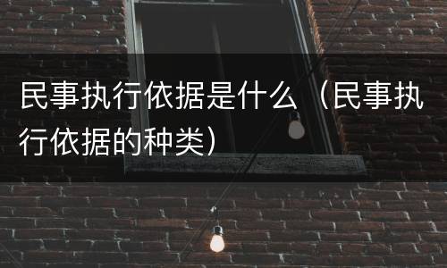 民事执行依据是什么（民事执行依据的种类）