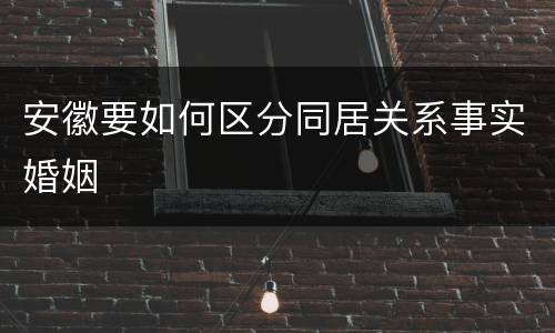 安徽要如何区分同居关系事实婚姻