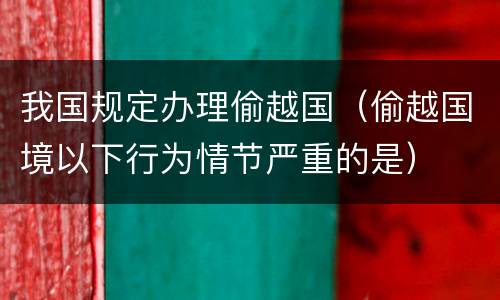 我国规定办理偷越国（偷越国境以下行为情节严重的是）