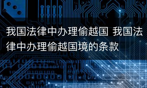 我国法律中办理偷越国 我国法律中办理偷越国境的条款