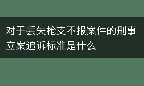 对于丢失枪支不报案件的刑事立案追诉标准是什么