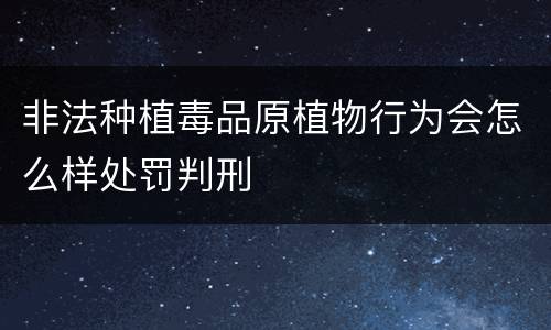 非法种植毒品原植物行为会怎么样处罚判刑